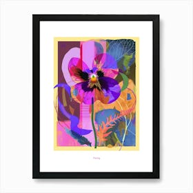 Pansy 2 Neon Flower Collage Poster Art Print