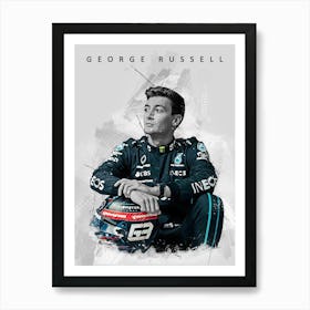 George Russell F1 Drawing Street Art Art Print