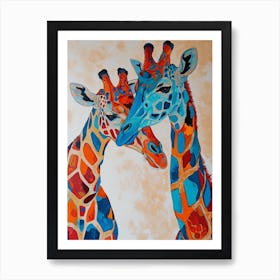 Pair Of Giraffe Colourful 1 Art Print