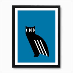 Abstract Owl Blue Art Print