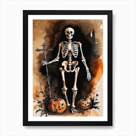 Vintage Halloween Gothic Skeleton Painting (25) Art Print