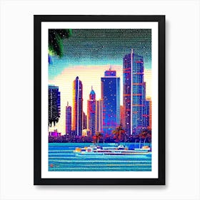 Miami City, City Us  Pointillism Art Print