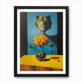 Daffodils With A Cat 2 Dali Surrealism Style Art Print