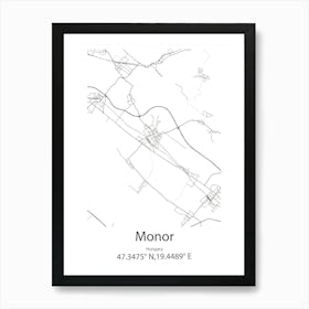 Monor,Hungary Minimalist Map Art Print