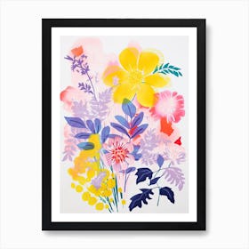 Colourful Flower Still Life In Risograph Style 6 Art Print