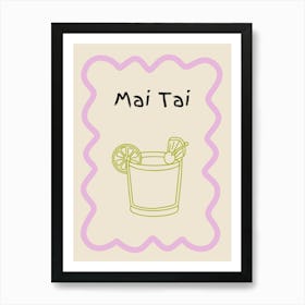 Mai Tai Doodle Poster Lilac & Green Art Print