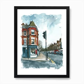 Waltham Forest London Borough   Street Watercolour 4 Art Print