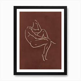 Male Body Sketch 1 Chocolate Art Print