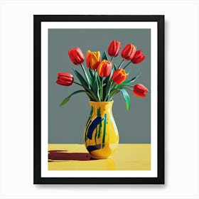 Tulips In A Yellow Vase Living Room Art Print (1) Art Print