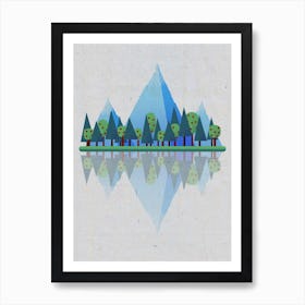 Mountain Landscape Mountain Forest Trees Digital Art Art Print