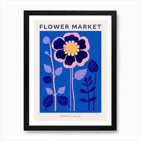 Blue Flower Market Poster Portulaca 1 Art Print