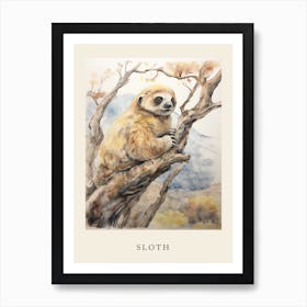 Beatrix Potter Inspired  Animal Watercolour Sloth 1 Art Print