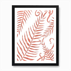 Terracotta Leaves 02 Line Art Print