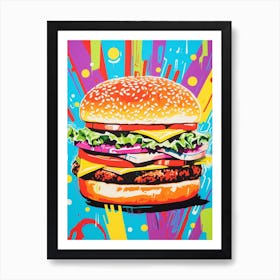 Hamburger Pop Art Retro 3 Art Print