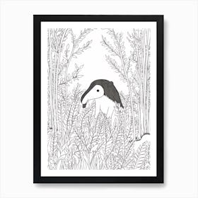 Line Art Jungle Animal Anteater 2 Art Print