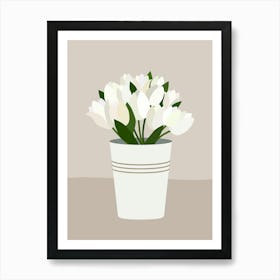 Tulips In A Vase Cream Beige Art Print