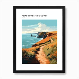 Pembrokeshire Coast Path Wales 4 Hiking Trail Landscape Poster Art Print