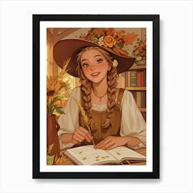 Girl Reading A Book Art Print