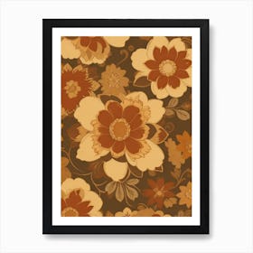 Nostalgic Retro Floral Art Print with Stylish Stylized Patterns in Warm Earthy Colors Series - 2 Art Print