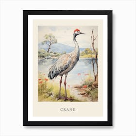 Beatrix Potter Inspired  Animal Watercolour Crane 3 Art Print