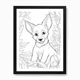 Line Art Jungle Animal Dingo 2 Art Print