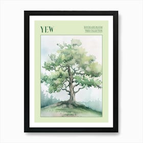 Yew Tree Atmospheric Watercolour Painting 1 Poster Art Print