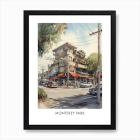 Monterey Park Watercolor 3travel Poster Art Print