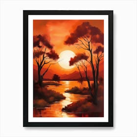 Sunset Over The River 1 Art Print