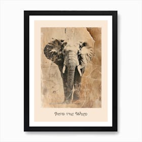 Elephant Vintage Into The Wild Poster 3 Art Print
