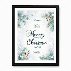 A Tasteful Composition Of Calligraphy Featuring The Text Merry Christmas 2024 Expertly Written In Art Print