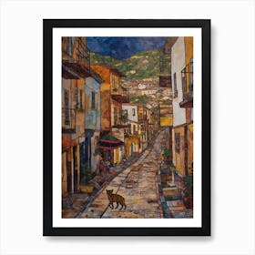 Painting Of Cape Town With A Cat In The Style Of Gustav Klimt 3 Art Print