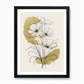 Flowers In Gold wall Art Art Print