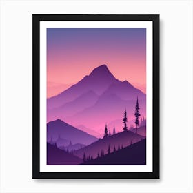Misty Mountains Vertical Composition In Purple Tone 24 Art Print
