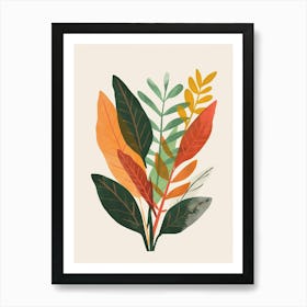 Croton Plant Minimalist Illustration 6 Art Print