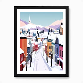 Retro Winter Illustration Bergen Norway 1 Art Print