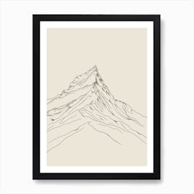 Makalu Nepal China Line Drawing 1 Art Print