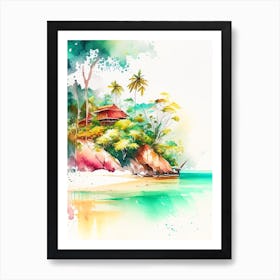 Pulau Redang Malaysia Watercolour Pastel Tropical Destination Art Print