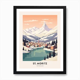 Vintage Winter Travel Poster St Moritz Switzerland 1 Art Print