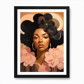 Black Girl With Flowers Art Print