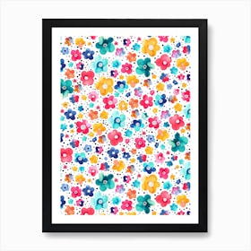 Dots Naive Flowers Multi Art Print