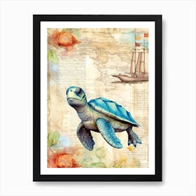 Beach House Sea Turtle  9 Art Print