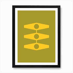 Minimal Eyes In Warm Yellow And Light Olive Art Print