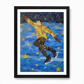 Figure Skating In The Style Of Van Gogh 2 Art Print