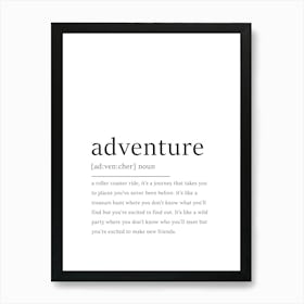 Adventure Definition Poster - Dictionary Art Print