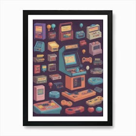 Retro Game Consoles Art Print