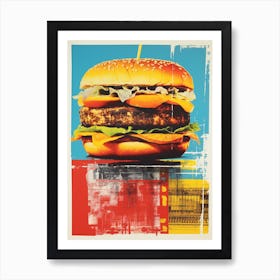 Retro Burger Risograph Inspired 3 Art Print