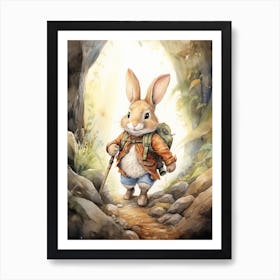 Bunny Hicking Rabbit Prints Watercolour 6 Art Print