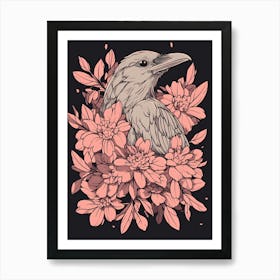 Crow In Flowers Art Print