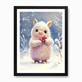 Cute Hamster In The Snow Art Print