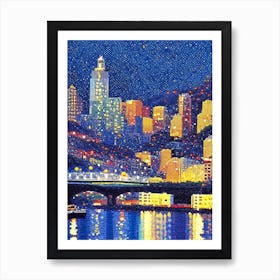 Pittsburgh, City Us  Pointillism Art Print